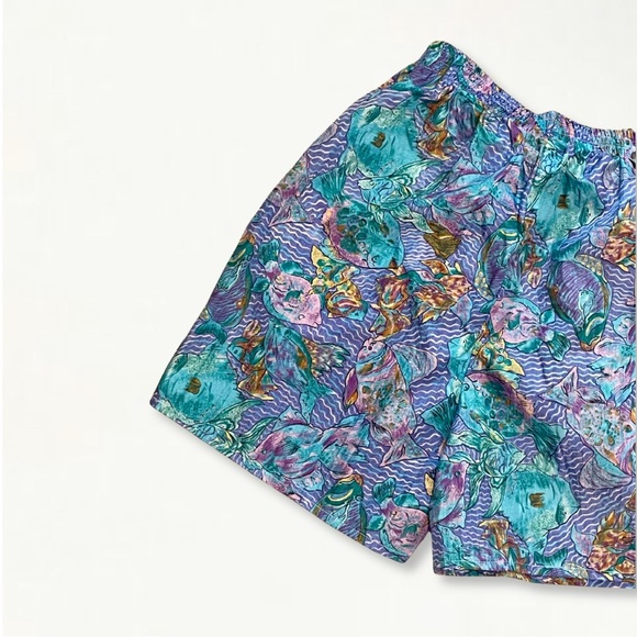 Vintage 1990s Colorful Geometric Fish Print 100% Nylon Swim Trunks Size Large - Picture 7 of 14